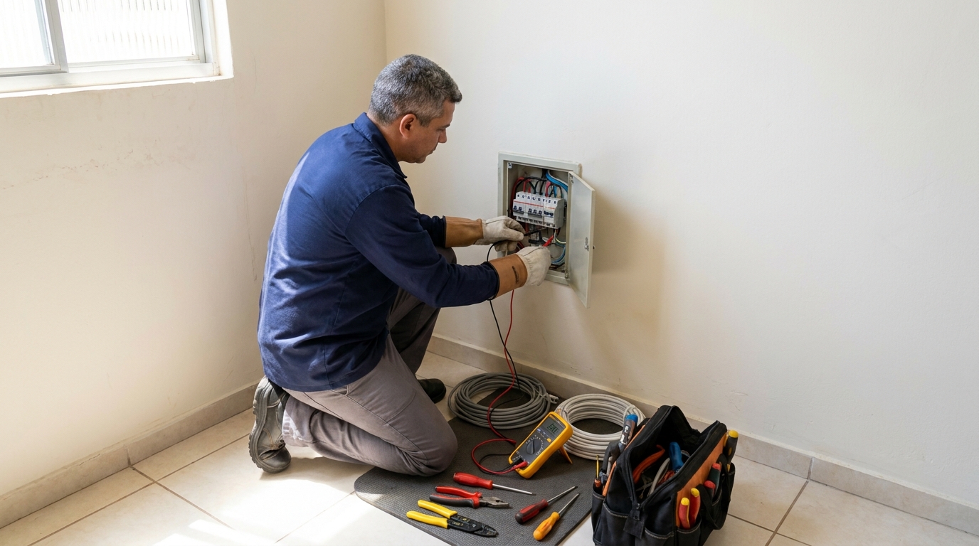 Eletricista atendendo em residência em São José dos Campos-SP